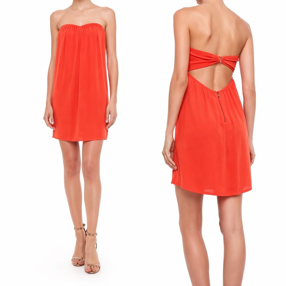 Alice + Olivia Orange Strapless Mini Dress